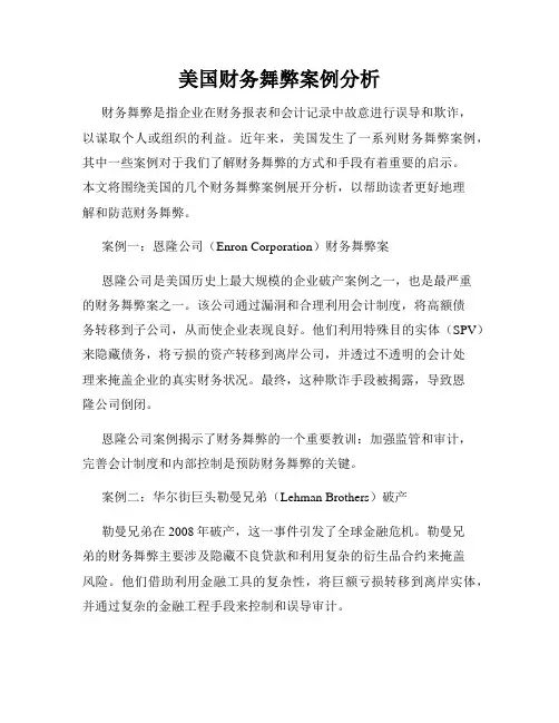 美国财务舞弊案例分析