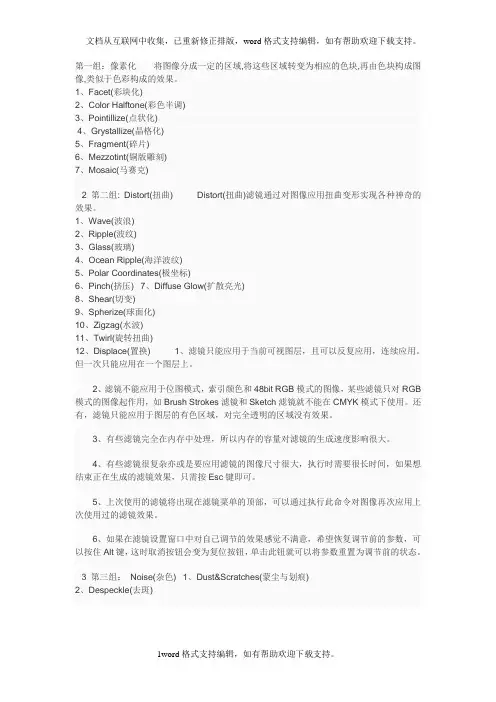 Photoshop滤镜中英文对照