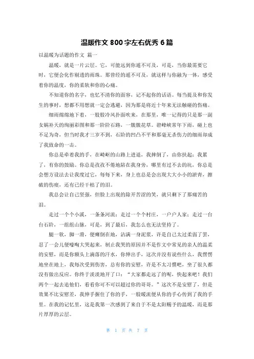 温暖作文800字左右优秀6篇