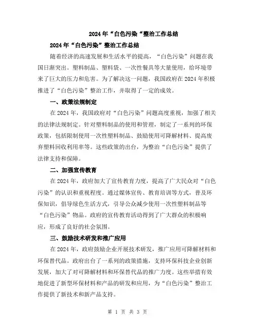 2024年“白色污染“整治工作总结