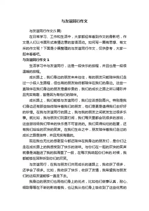 与友谊同行作文（5篇）