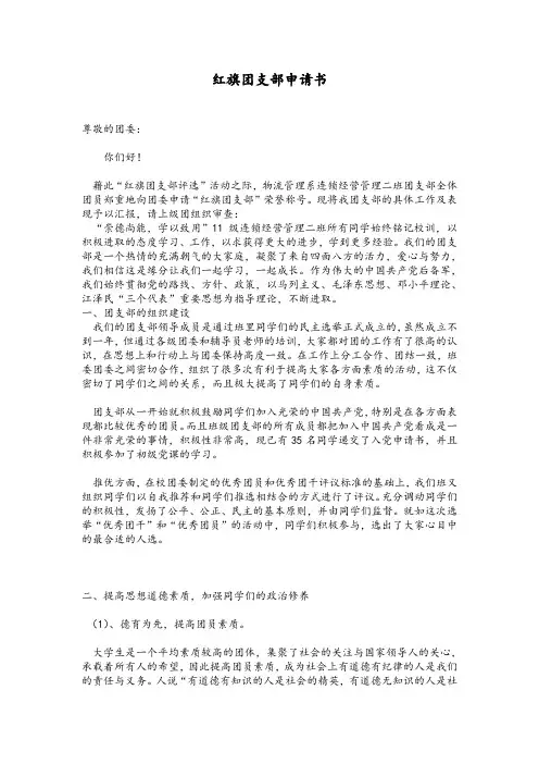 红旗团支部申请书