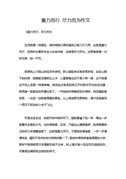 量力而行 尽力而为作文