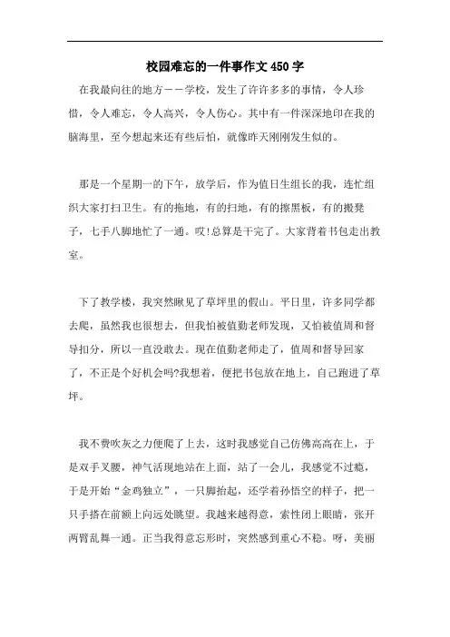 校园难忘的一件事作文450字