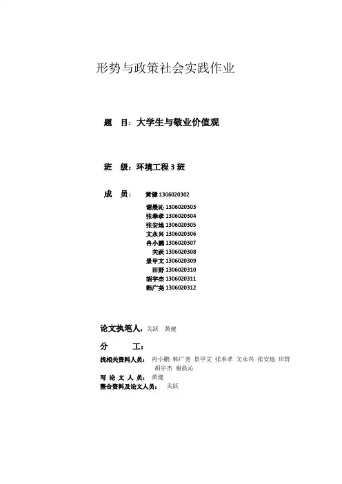 形势与政策社会实践作业