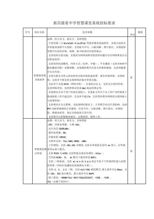 中心学校智慧教室建设的在线询价信息招投标书范本