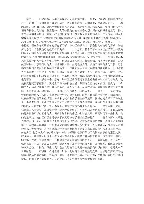 大学生综合素质测评自我总结