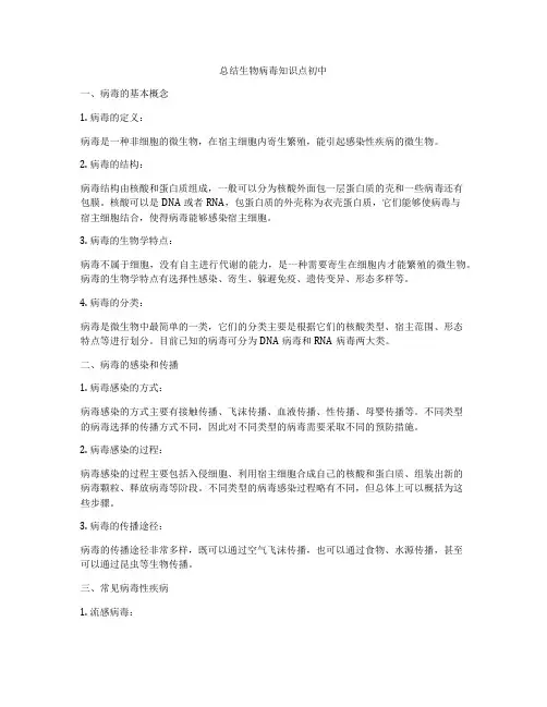 总结生物病毒知识点初中