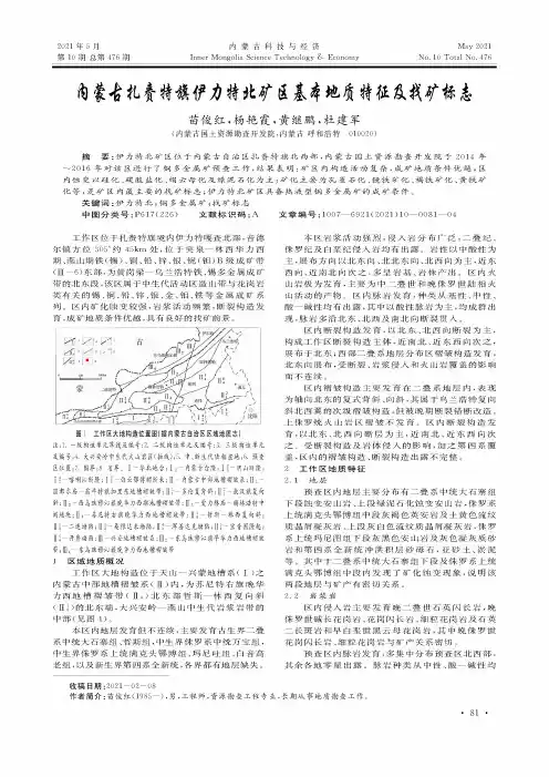 内蒙古扎赉特旗伊力特北矿区基本地质特征及找矿标志