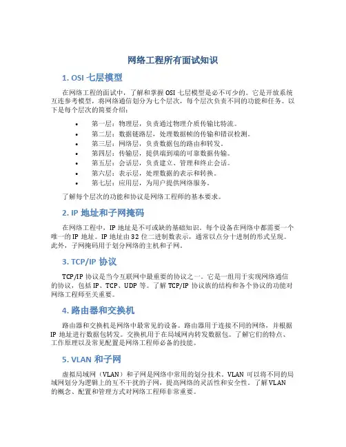 网络工程所有面试知识