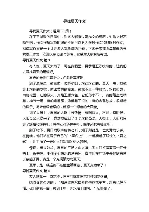 寻找夏天作文