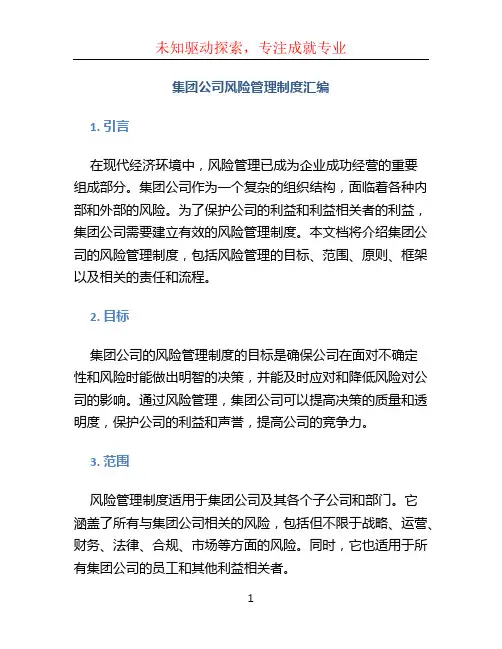 集团公司风险管理制度汇编