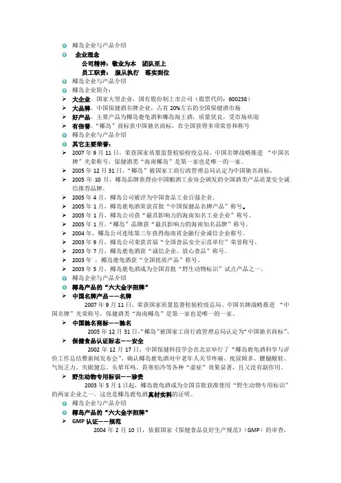 椰岛企业与产品介绍