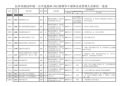 13年科级职位一览表