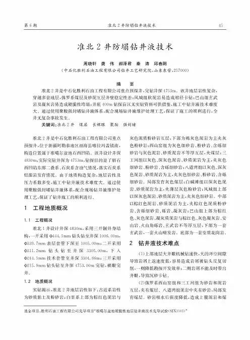 准北2井防塌钻井液技术