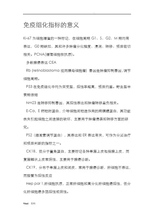 免疫组化指标的意义