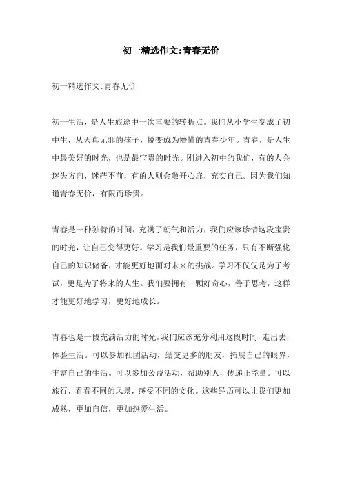 初一精选作文青春无价
