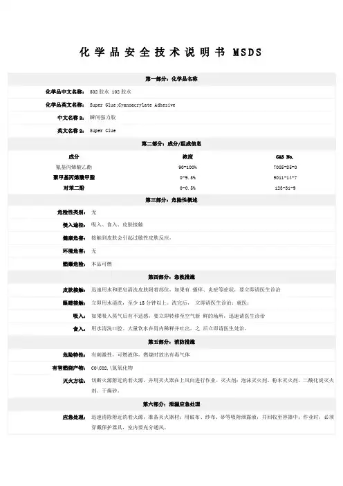502胶水-MSDS