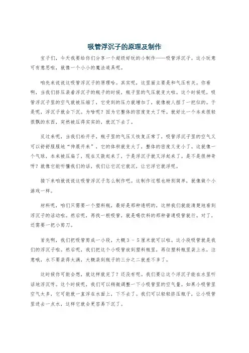 吸管浮沉子的原理及制作