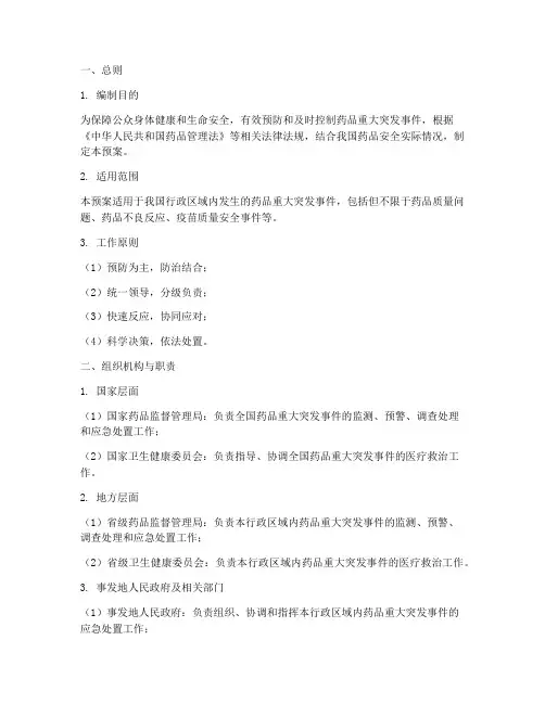 药品重大突发事件应急预案