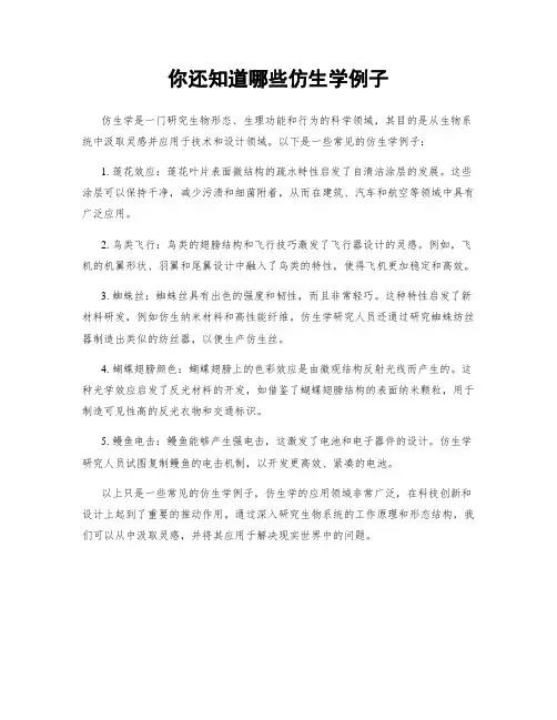你还知道哪些仿生学例子