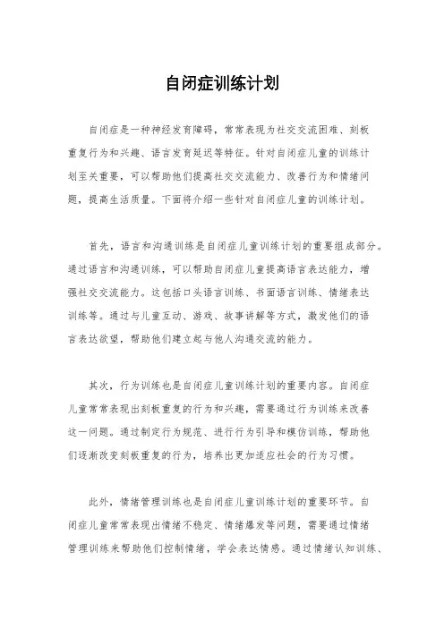 自闭症训练计划