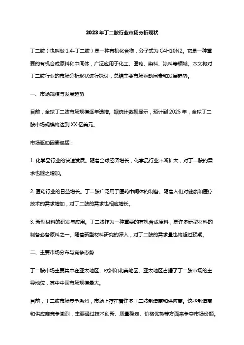 2023年丁二胺行业市场分析现状