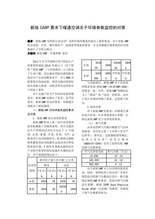 新版GMP要求下暖通空调关于环境参数监控的对策