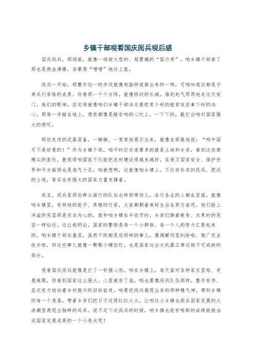 乡镇干部观看国庆阅兵观后感