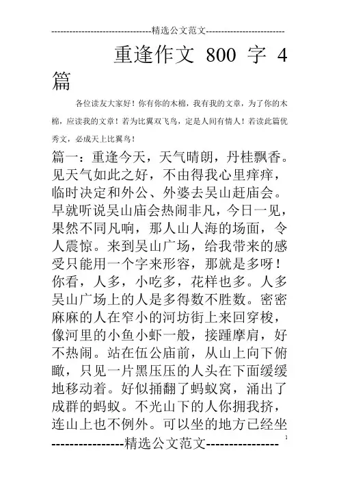 重逢作文800字4篇