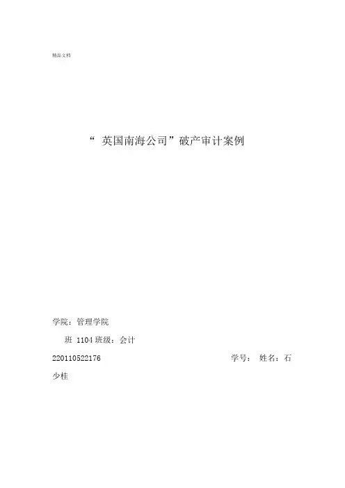 南海公司案例分析审计作业