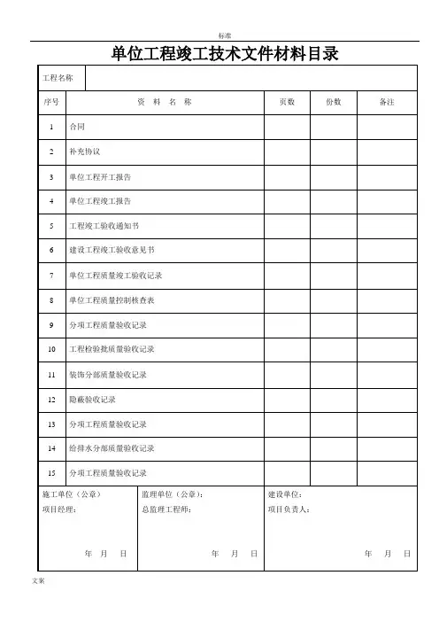 建筑装饰装修工程竣工验收资料表格87252