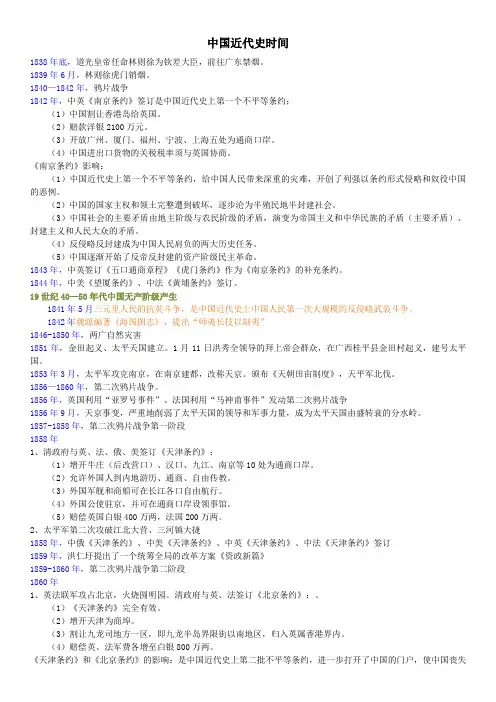 中国近代史时间表
