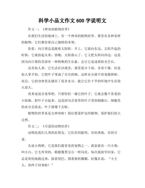 科学小品文作文600字说明文