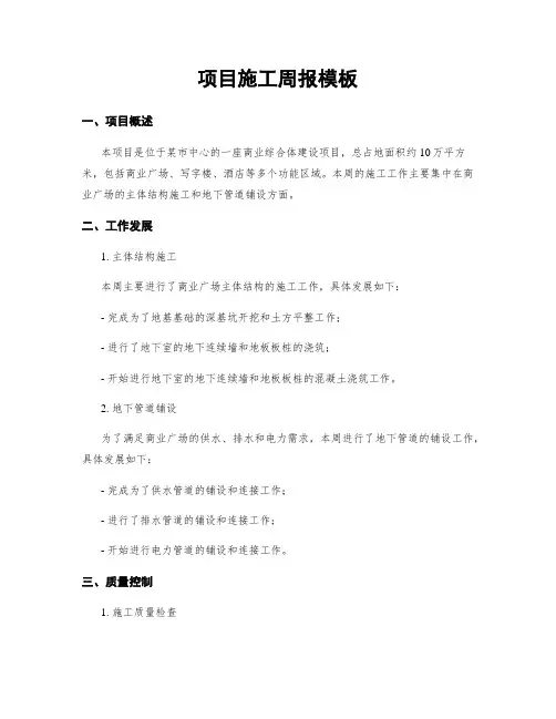 项目施工周报模板