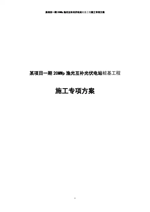 某项目一期20MWp渔光互补光伏电站桩基工程施工专项方案