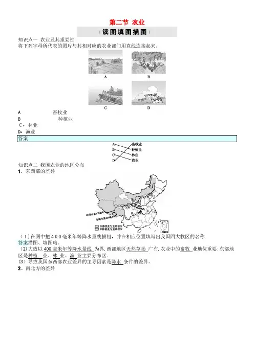 八年级地理上册4.2农业习题新人教版(2021-2022学年)