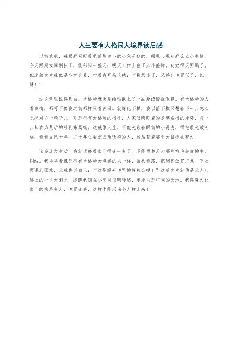 人生要有大格局大境界读后感
