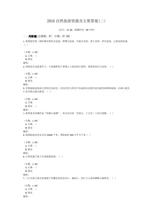 2015自然旅游资源及主要景观(二)