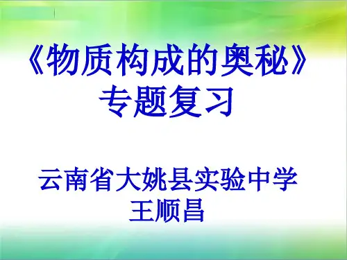 九级化学物质构成的奥秘专题复习 ppt课件