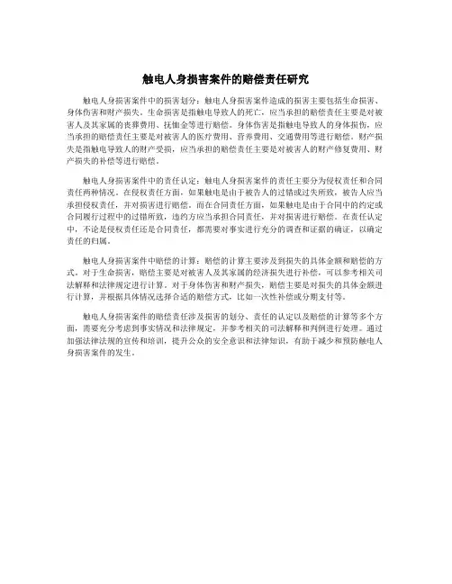触电人身损害案件的赔偿责任研究