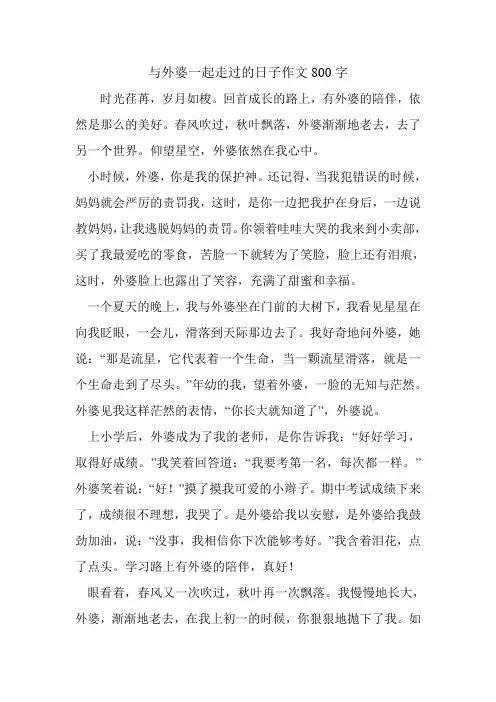 与外婆一起走过的日子作文800字