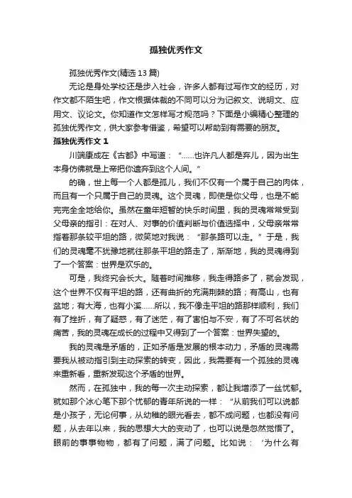 孤独优秀作文