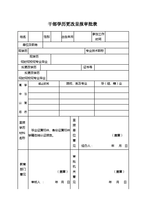 学历更改表(模板)