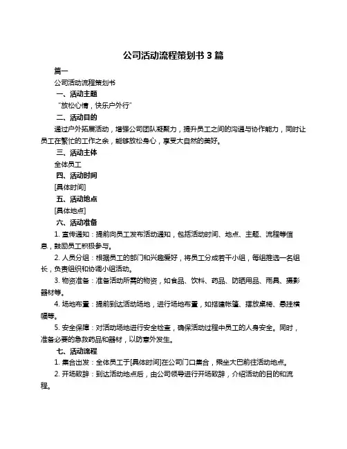 公司活动流程策划书3篇