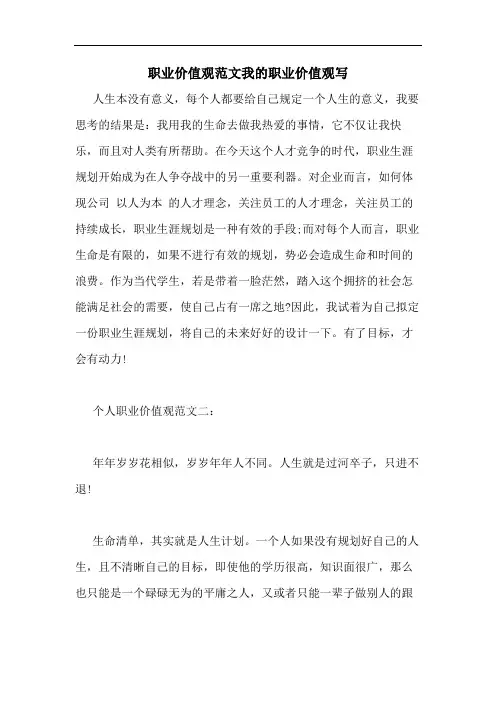 职业价值观范文我的职业价值观写