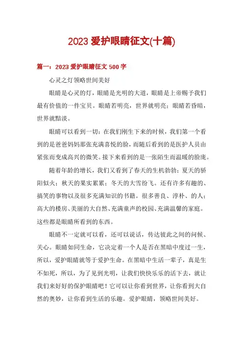 2023爱护眼睛征文(十篇)