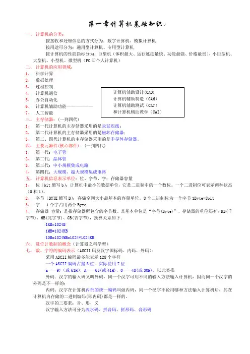 计算机一级知识点