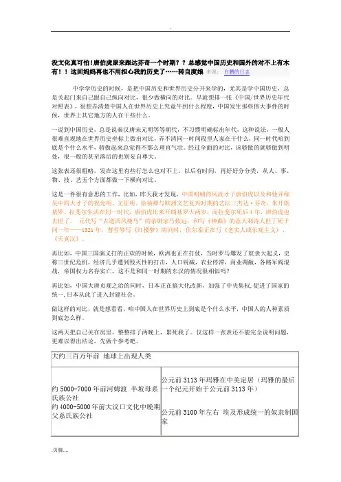 中国历史与世界历史时间对照图