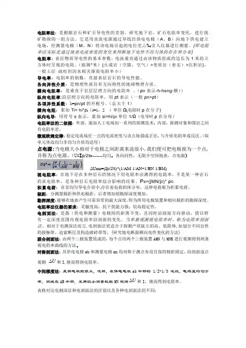 工程与环境物探电法部分总结(90多分)